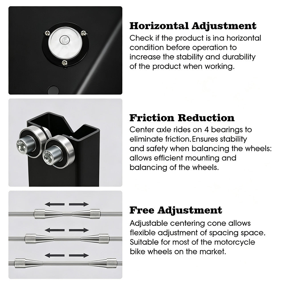Balanceur de pneus de Torcycle Vélo de vélo Rim Pneu d'équilibrage Spin Stand statique de serrage