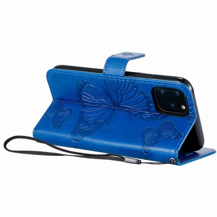 Grand Butterfly 3D embossé porte-carte en cuir avec étui de téléphone Lanyard