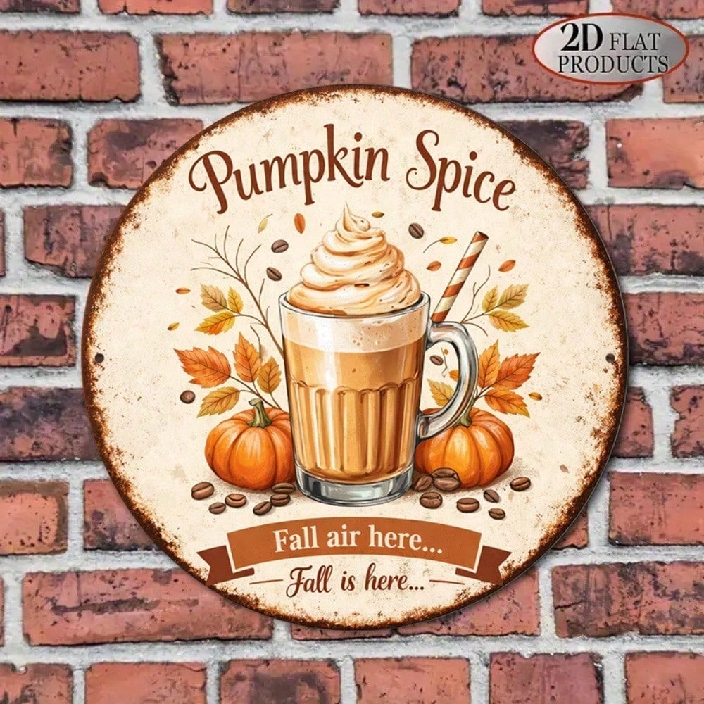 Vieille citrouille Spice Latte Ronde Panneau Retro Autumn Wall Decor