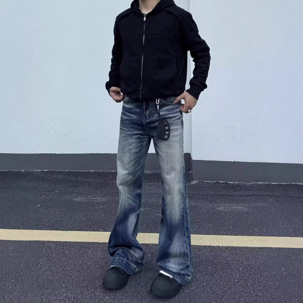 Jeans pour hommes lavés et dérangés style américain