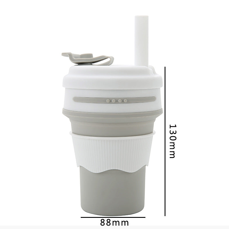 Coupe d'eau en silicone Coupe pliante Coupe d'aspiration Tube Coupe de café portable Coupe d'eau Voyage d'eau