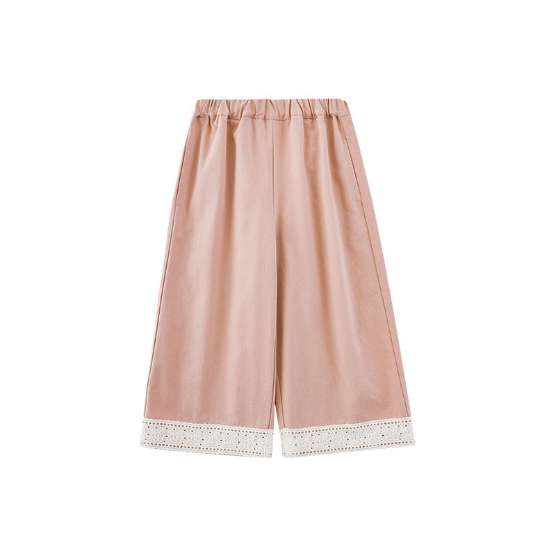 Blouse florale pour enfants et pantalons à jambe droite