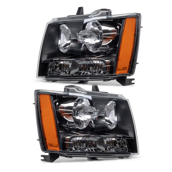 Convient pour 2007-2014 Chevy Avalanche Tahoe Suburban Amber Corner Phares noirs