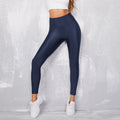 Style européen et américain Couleur Glossy Leggings haute taille Solid couleurs serrés Stretch Ca