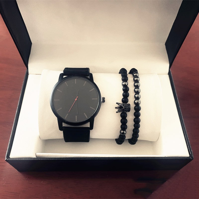 Grande Cadran Homme Casual Simple Scale Frosted Ceinture Quartz Montres Crown Bracelet