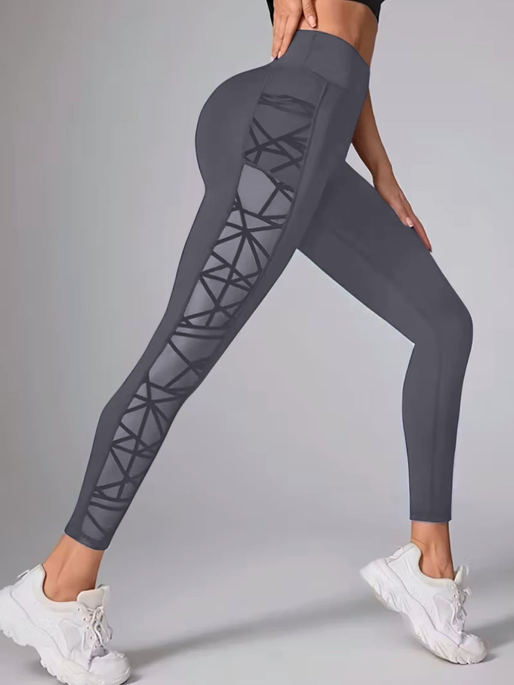 Pantalon de yoga Vente Style européen Sports de plein air Leggings occasionnels Pocket Flèche Mesh Femmes F