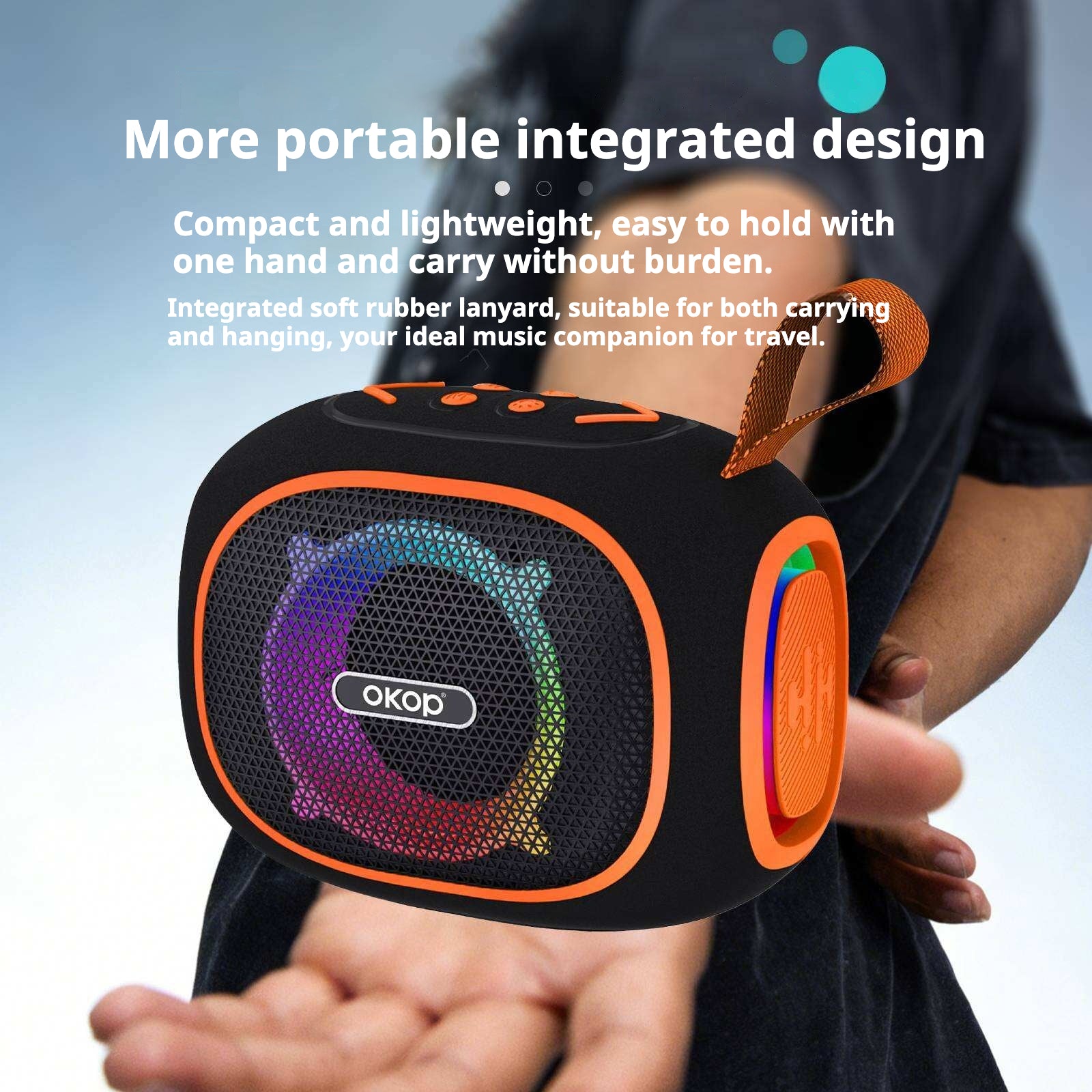 KP-853 Haut-parleur Bluetooth sans fil Longue durée de vie de la batterie Poignée portable Éclairage RGB En stock
