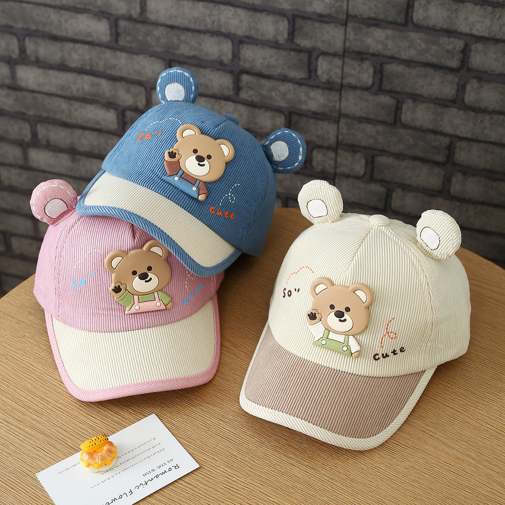 Le style d'automne des enfants Drawstring Easel Bear Corduroy mode et mignon baby baseball