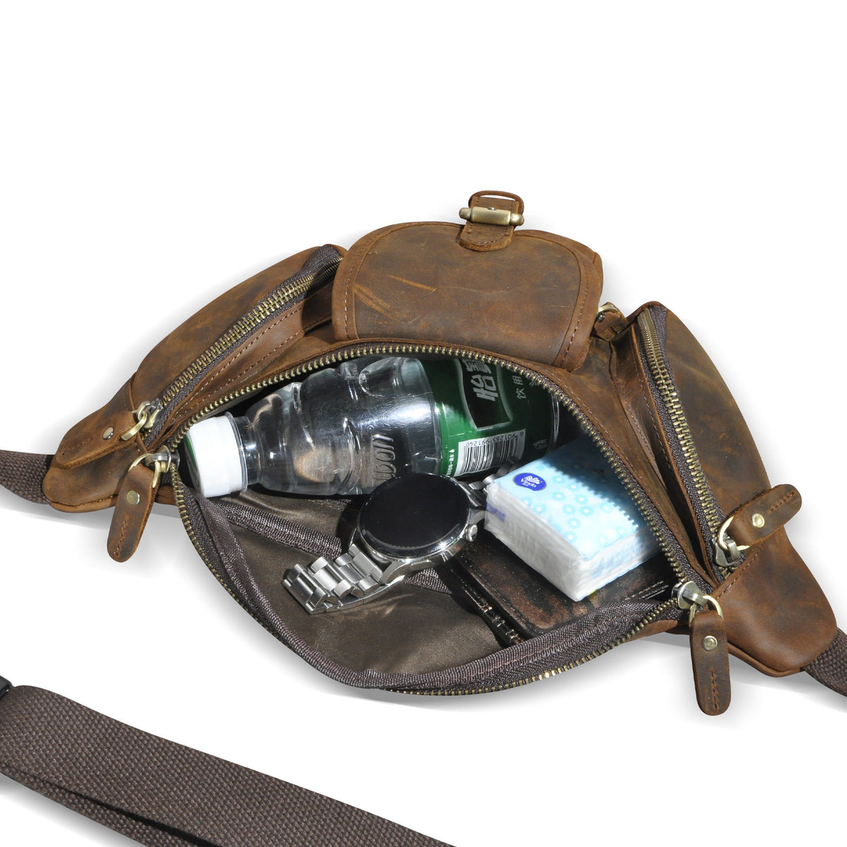 Crazy Horse cuir hommes sac plein-grain Cowhide poitrine sac