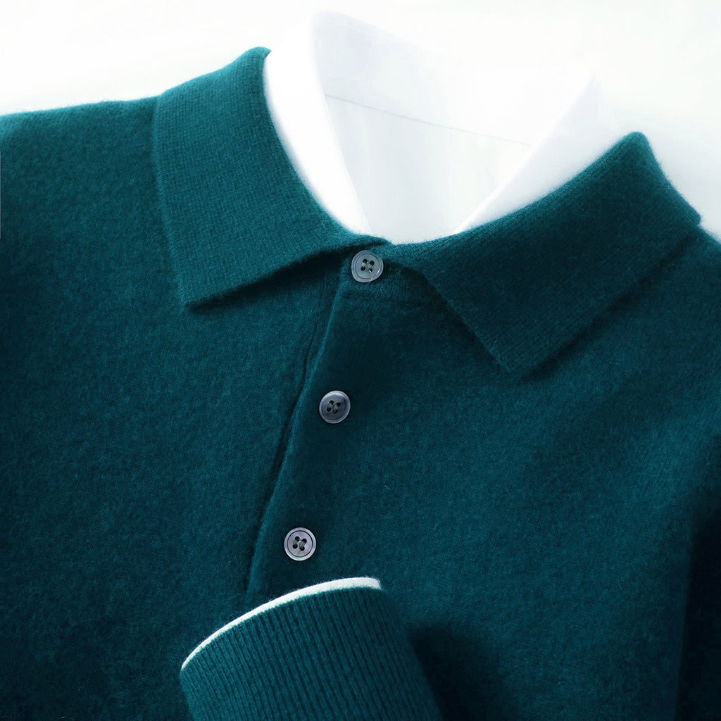 Hommes Polo-Neck Business-Casual Knitted Base Layer Arrivée