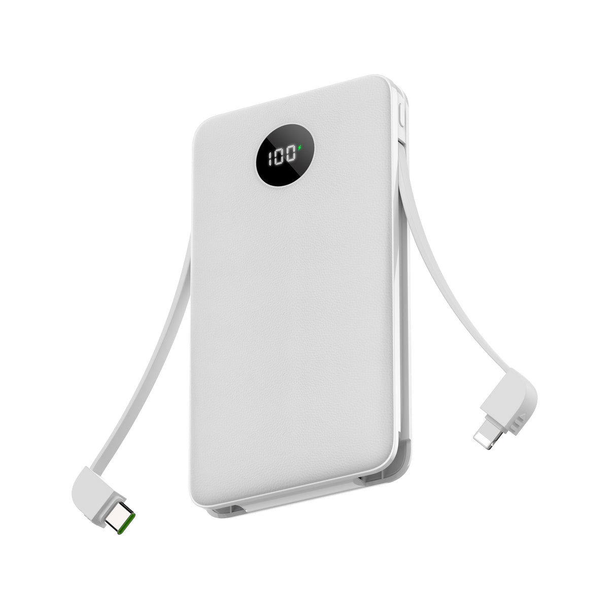 The digital display comes with a fast-charging two-wire power bank