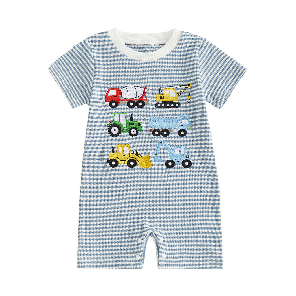 Romper brodé à manches courtes pour bébés garçons