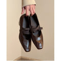 Pompes à talon moyen de printemps Hauteur Augmenter Commuter une sangle Mary Jane Chaussures carré Toe Shal