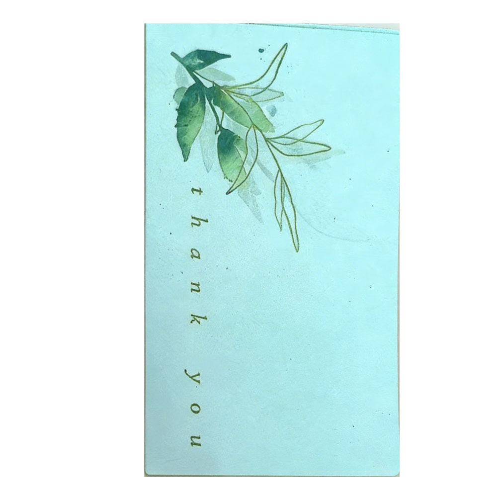 Carte de remerciement avec impression noire et texte anglais en gras doré