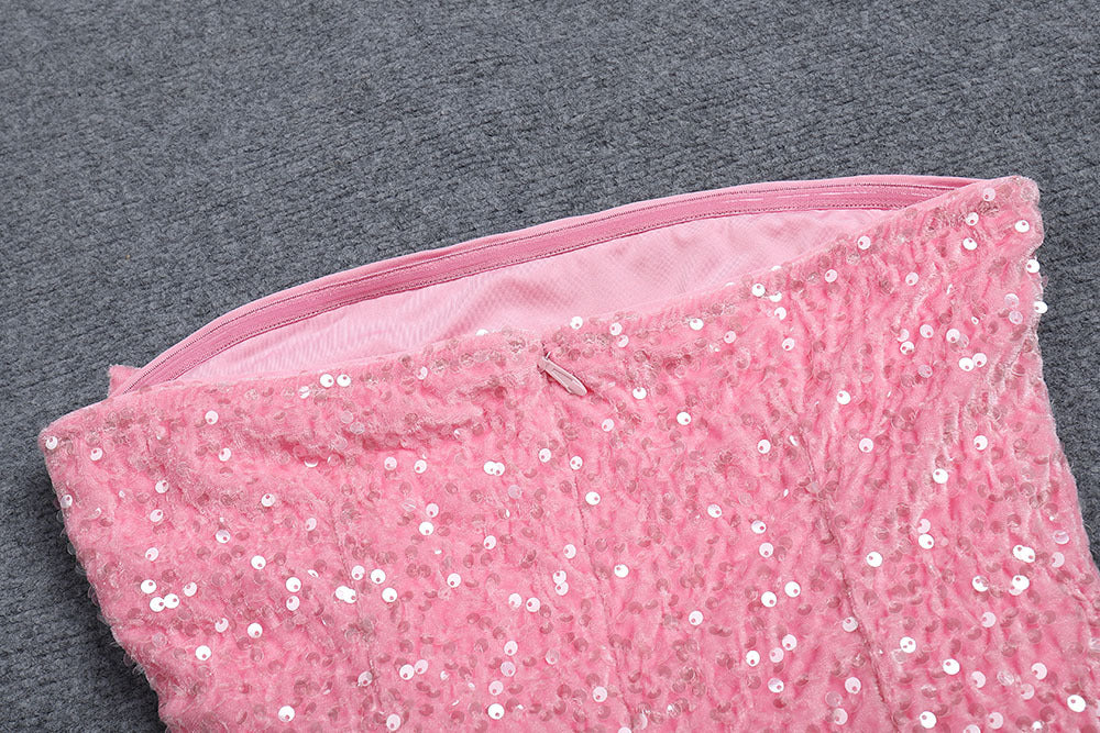 Robe longue de coupe de l'Off-Shoulder Slimming Sequins sans dos