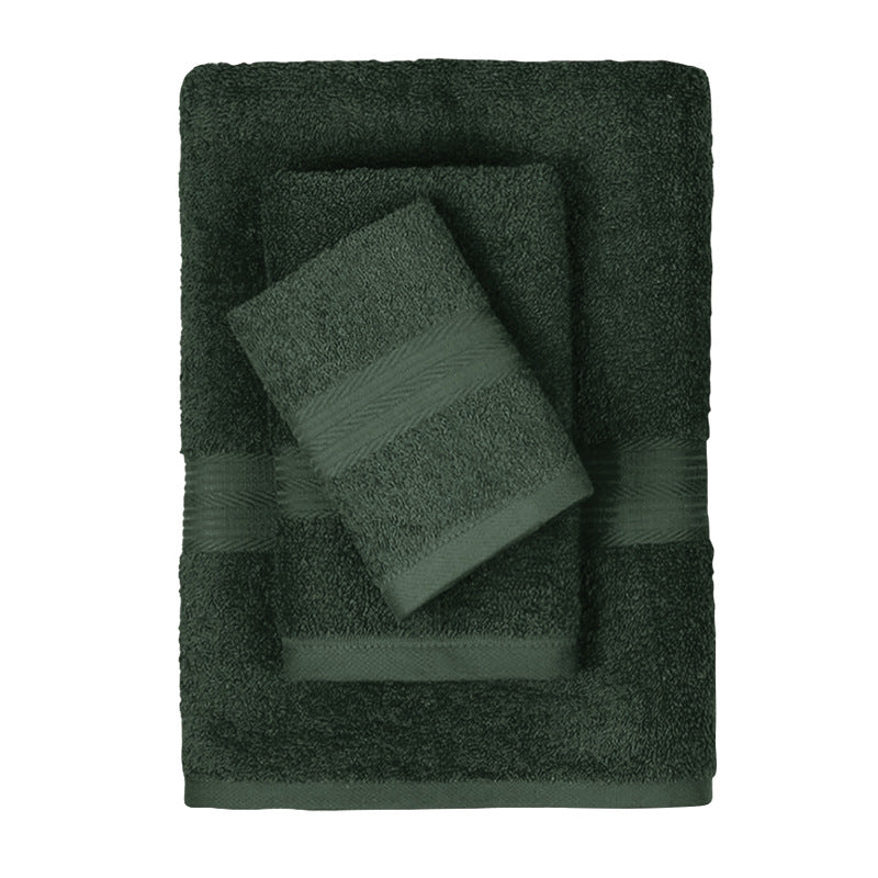 Ensemble de 3 serviettes en coton pur à couleur solide et absorbante