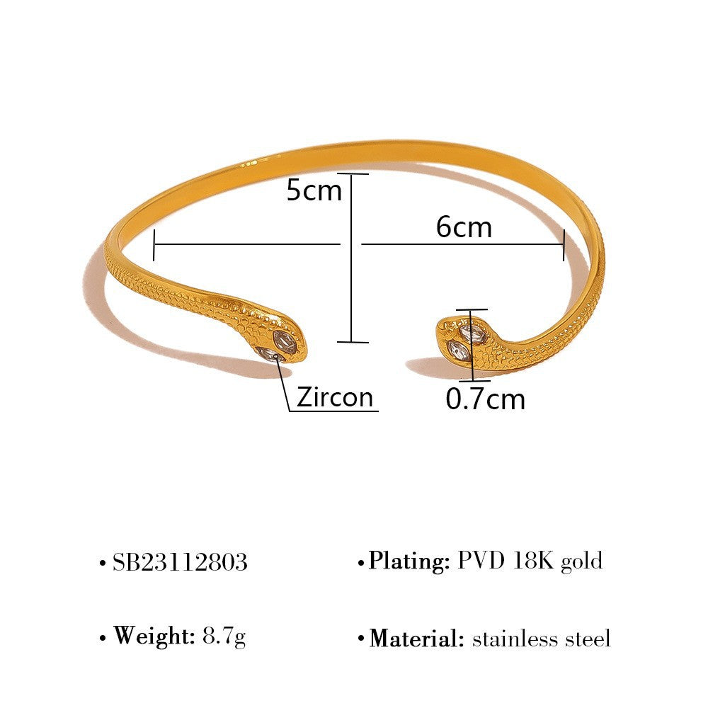 Rétro Micro-Set Zircon Gold Spirit Serpent Bracelet pour femmes