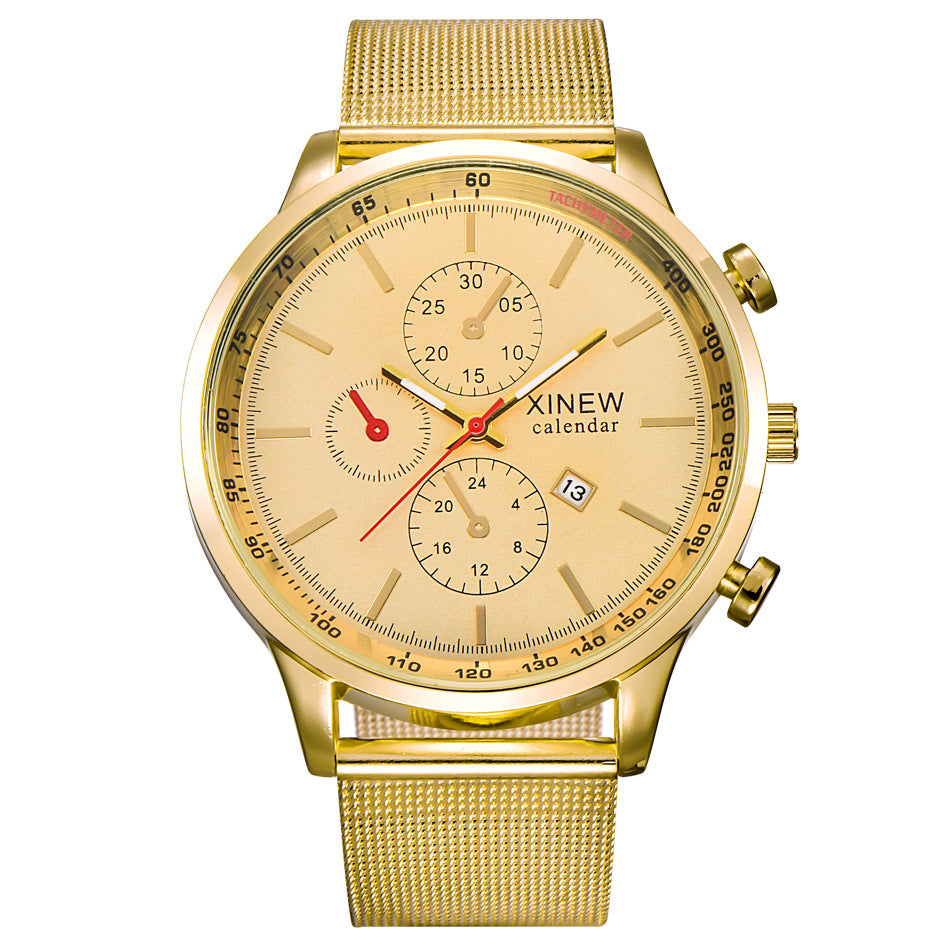 Montres de mode hommes en acier inoxydable Date Montre Quartz