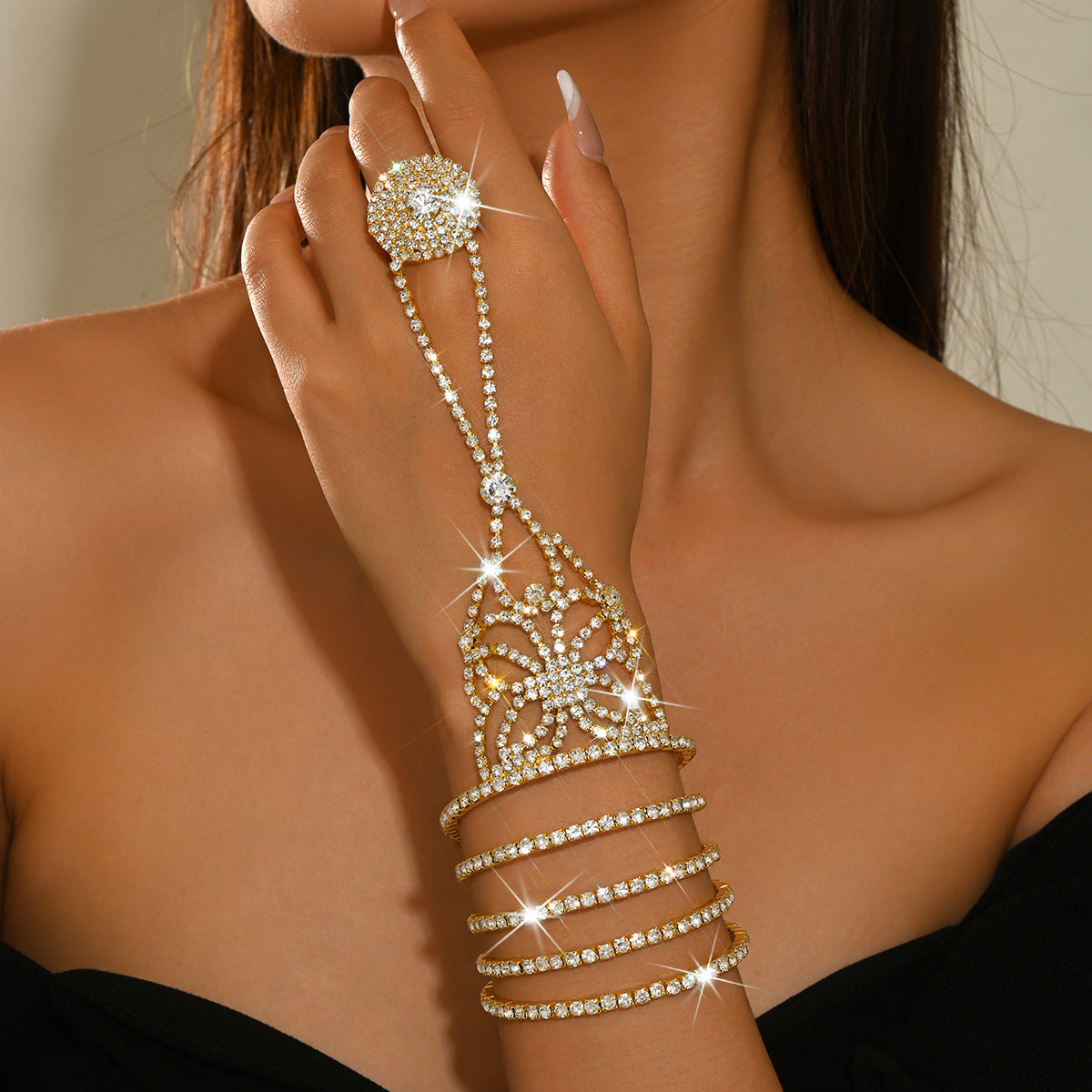Bracelet élastique avec plusieurs couches de Strass amis Eco