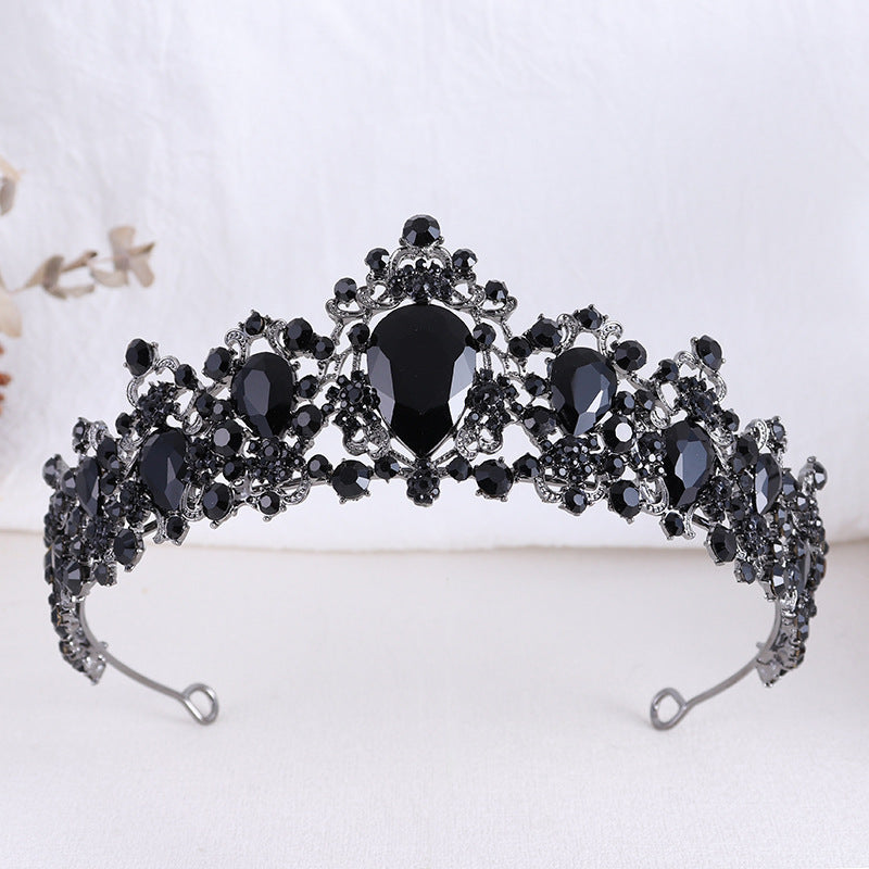 Style baroque Vintage Strass noir Couronne mariée