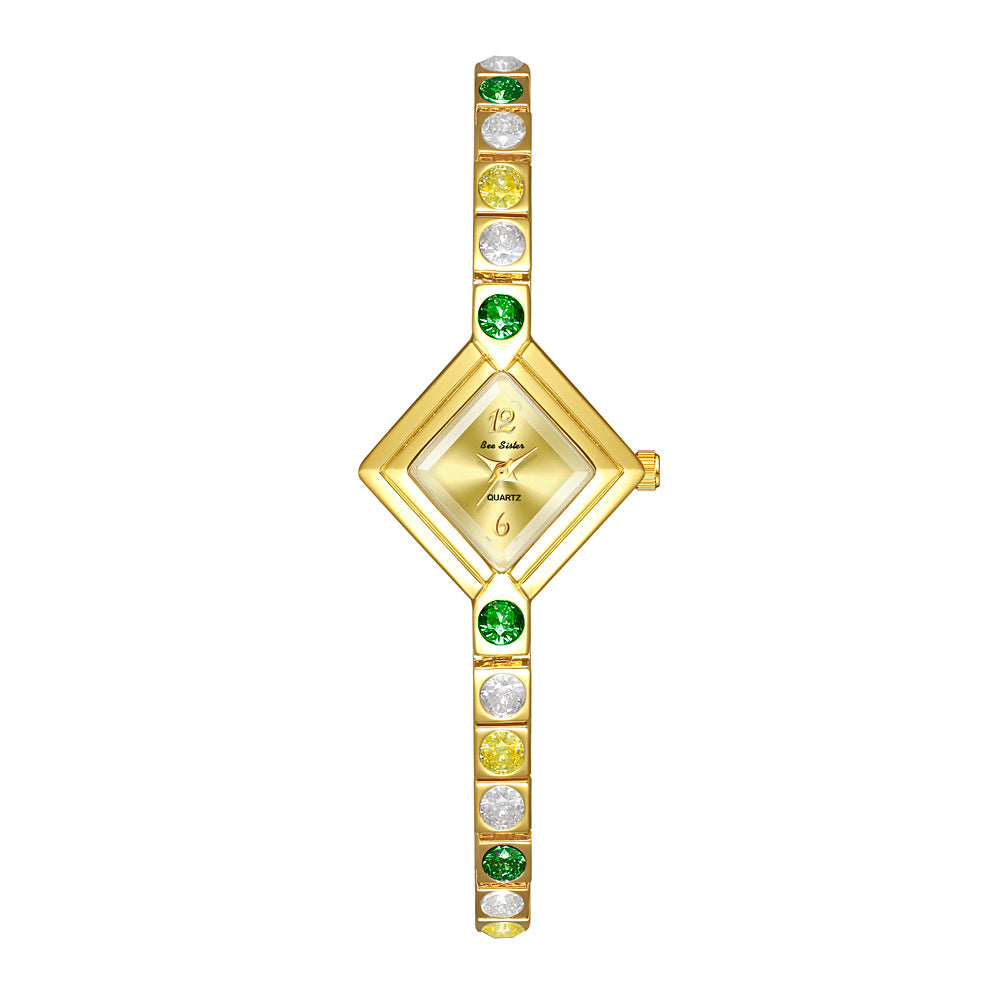 Lumière Luxe Tempérament Gradient Diamond Anique Pocket Watch Printemps Vert Femmes