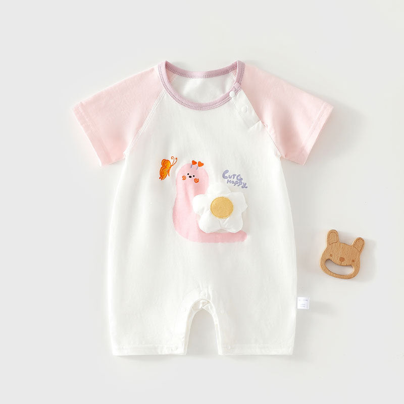 Pure Cotton Baby à manches courtes Onesie Romper sans couture Body-suit léger et climatisé