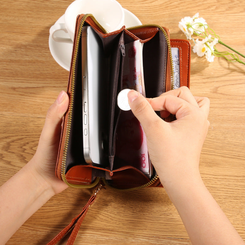 Portefeuille en cuir long pour femmes
