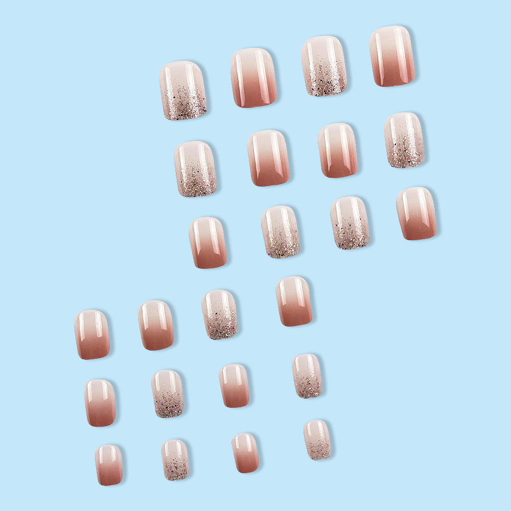 24 pièces de jelly en poudre transparente de glace carrée courte mode Glitter Nail Art S