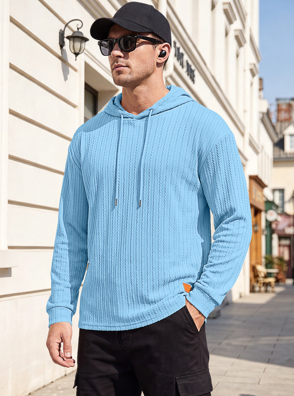 Hommes Jacquard demi-zip Hoodie Pullover tricot