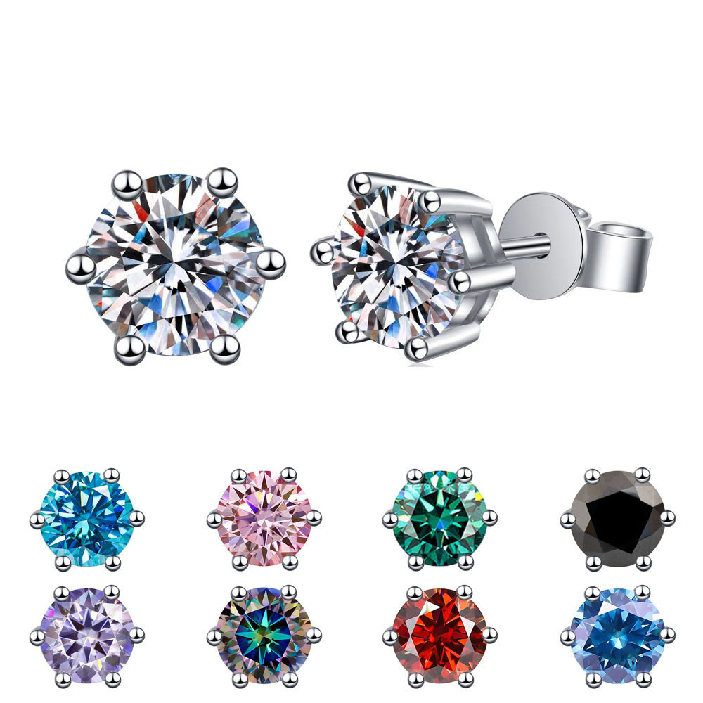 Boucles d'oreilles classiques à six branches Moissanite pour femmes