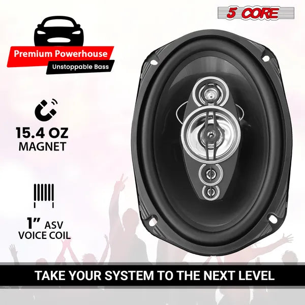 5 Core 6x9 voiture haut-parleur paire 800W 4Ohm 2 Way Coaxial haut-parleur Audio W Super Tweeter Fit for V