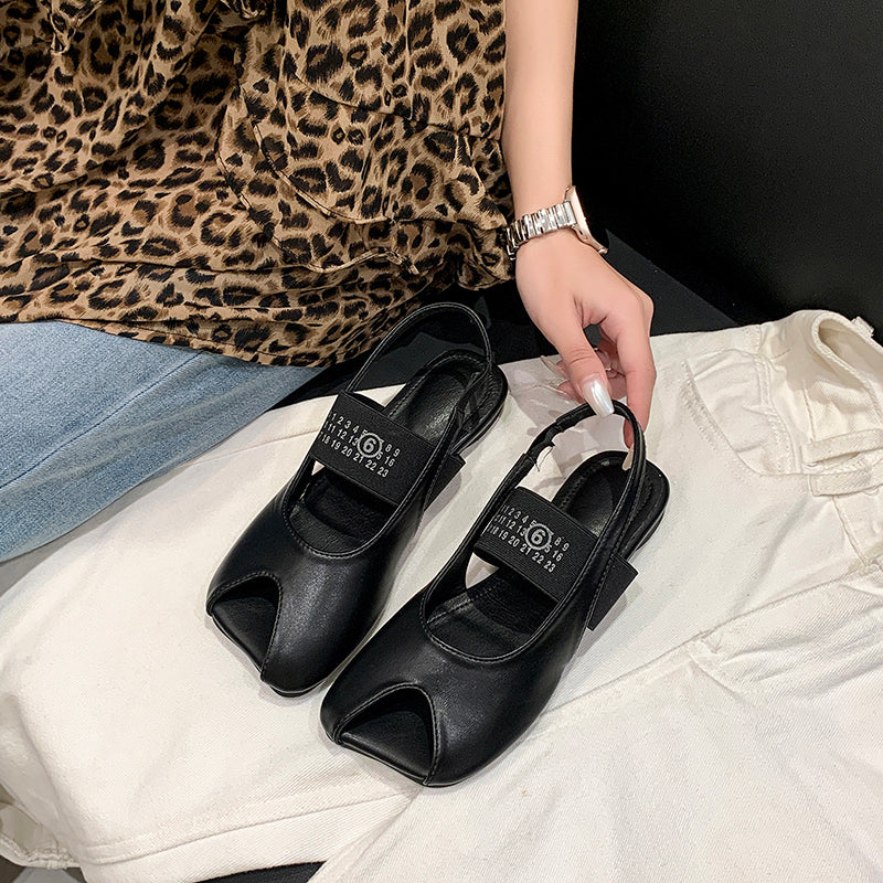 Early Spring Niche Minimalist Fermé Peep Toe Chaussures Femmes Mode Versatile Plat Sans dos