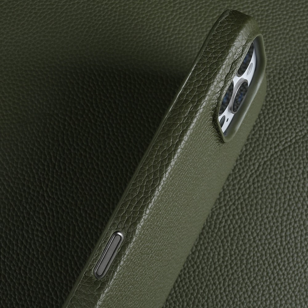 Étui de téléphone en cuir véritable Lychee-pattern