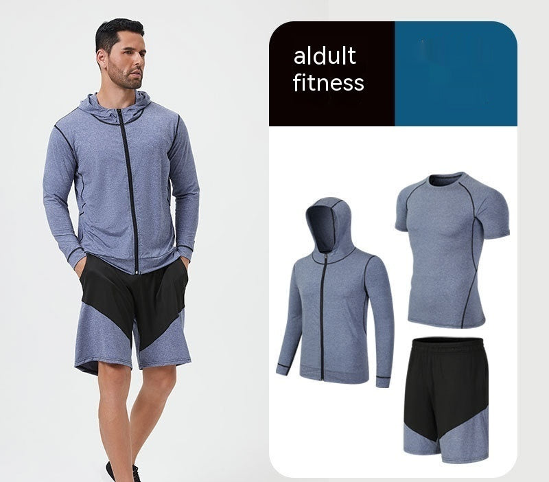 Fitness Suit Homme Running Night Running Sports Séchage rapide Cinq-pièces Foo