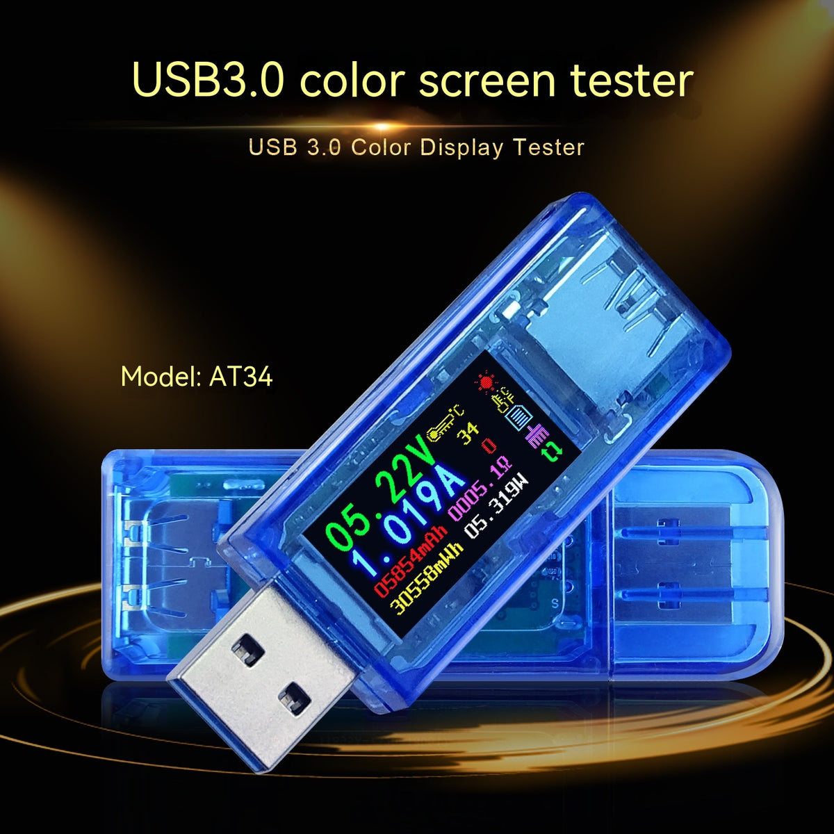 AT34 Instrument de détection de chargeur USB voltmètre numérique