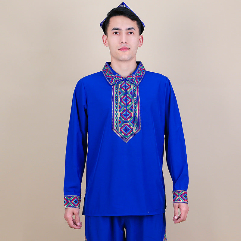 T-shirt blanc à manches longues style Uyghur