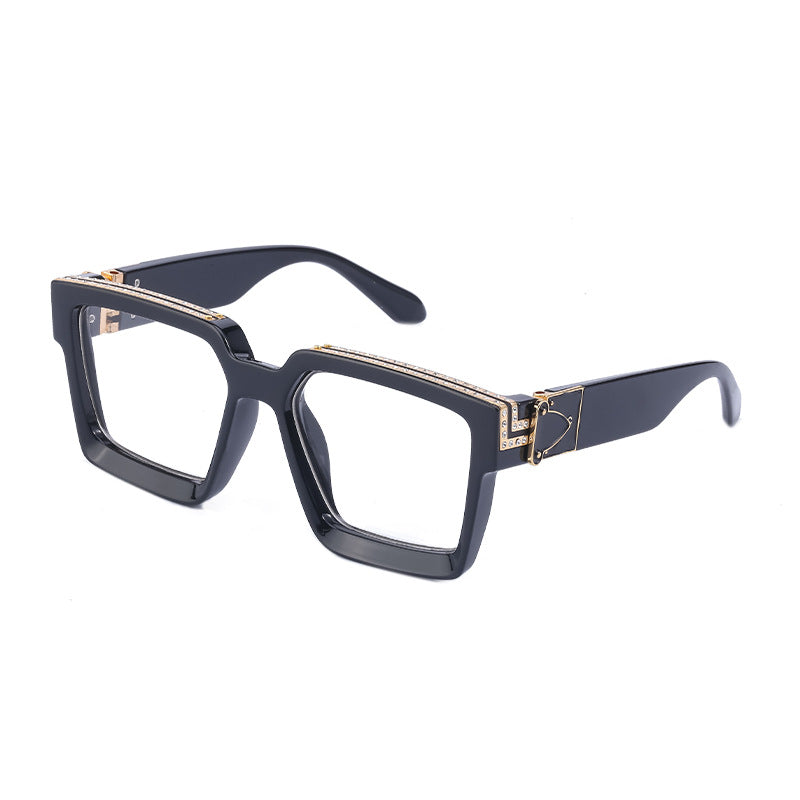 Lunettes de soleil en grand carré incrustées de diamants pour femmes