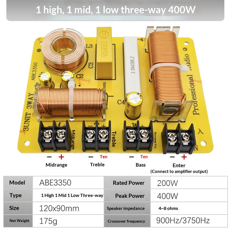 Intercalaire audio à trois voies 1 haut 1 bas 1 intermédiaire sans souder haut-parleur