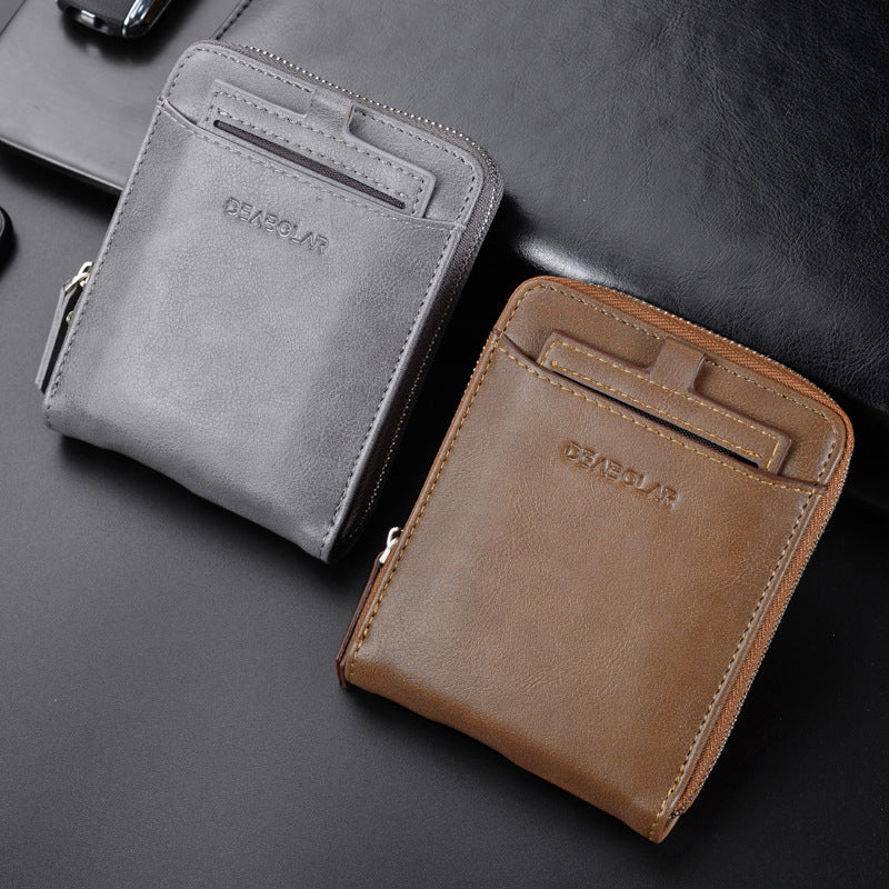 Men's Retro Multi-Card Zipper Wallet