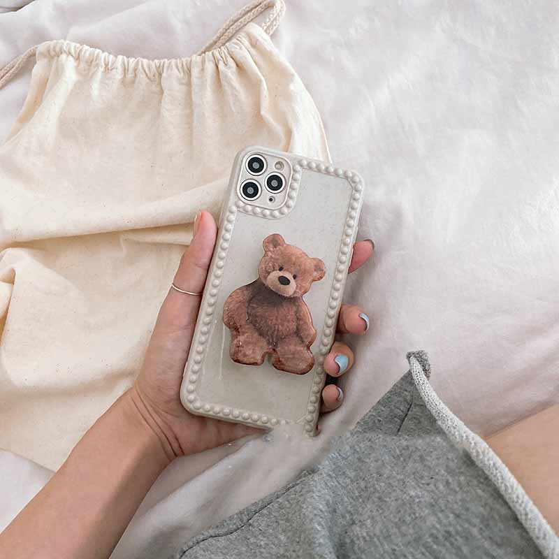Porte-case de téléphone portable à ours simple et mignon