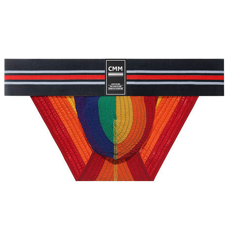 Sous-vêtements sport arc-en-ciel haute coupe ultra large pour hommes