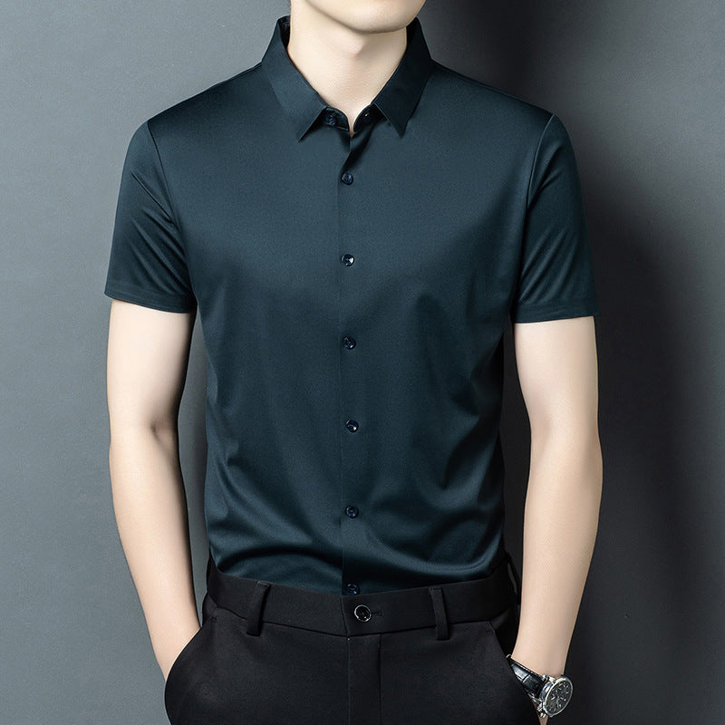 Haut de chemise à manches courtes à bouton de couleur solide pour homme