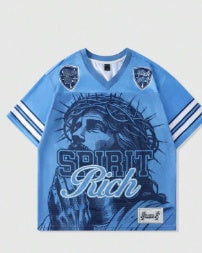 T-shirt lettre Retro Polyester Mesh American Retro