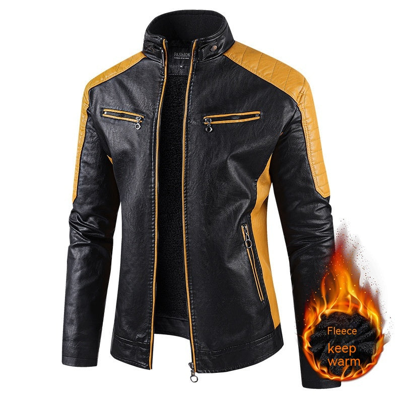 Taille européenne Automne et hiver Loisirs Cuir Men's Coat Flèche doublée