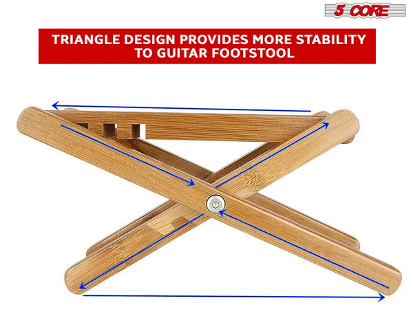 5 pied de guitare de base Tabouret 3 niveau réglable repose-pieds Non-dérapant pied classique en bois portable