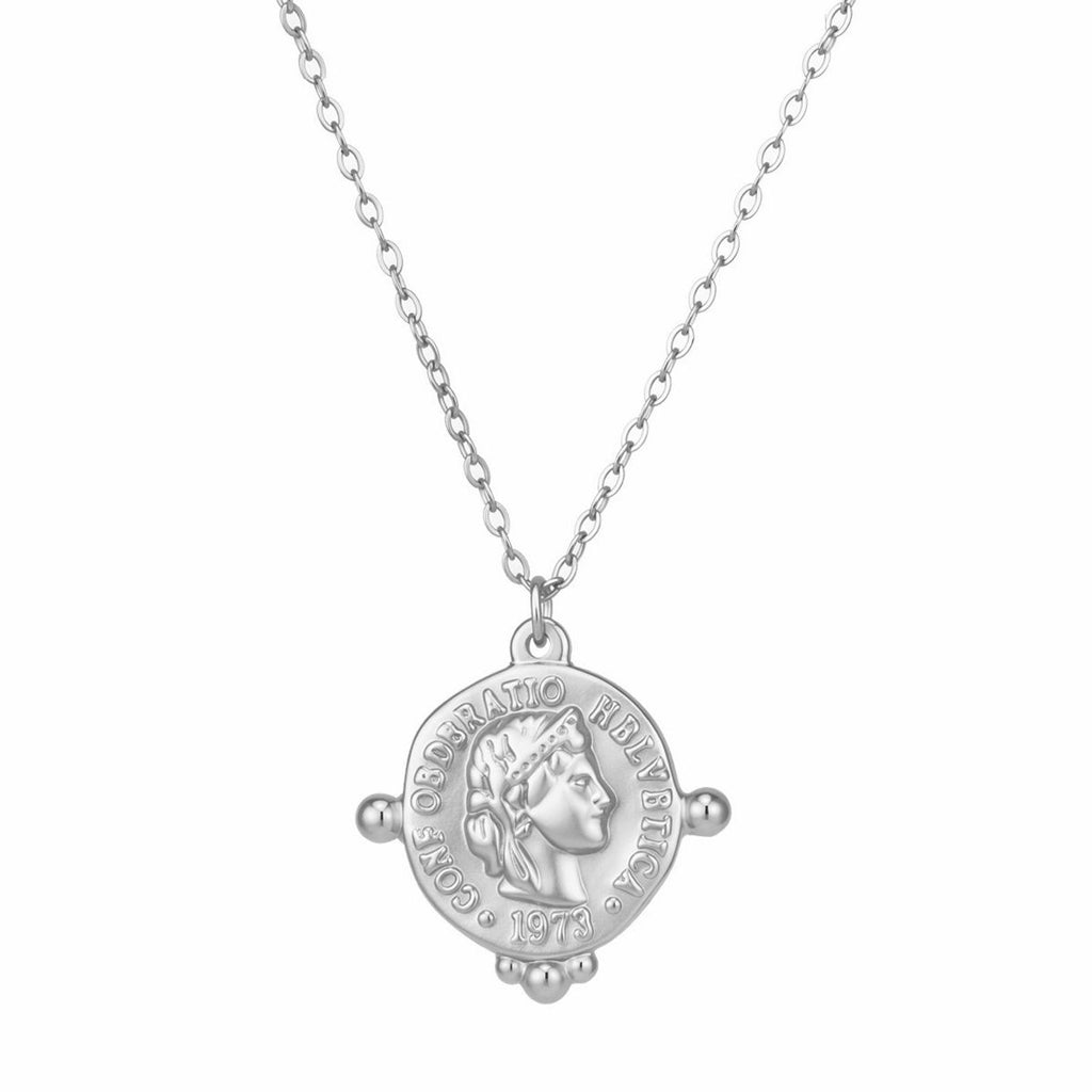 Collier vintage en acier inoxydable plaqué or géométrique