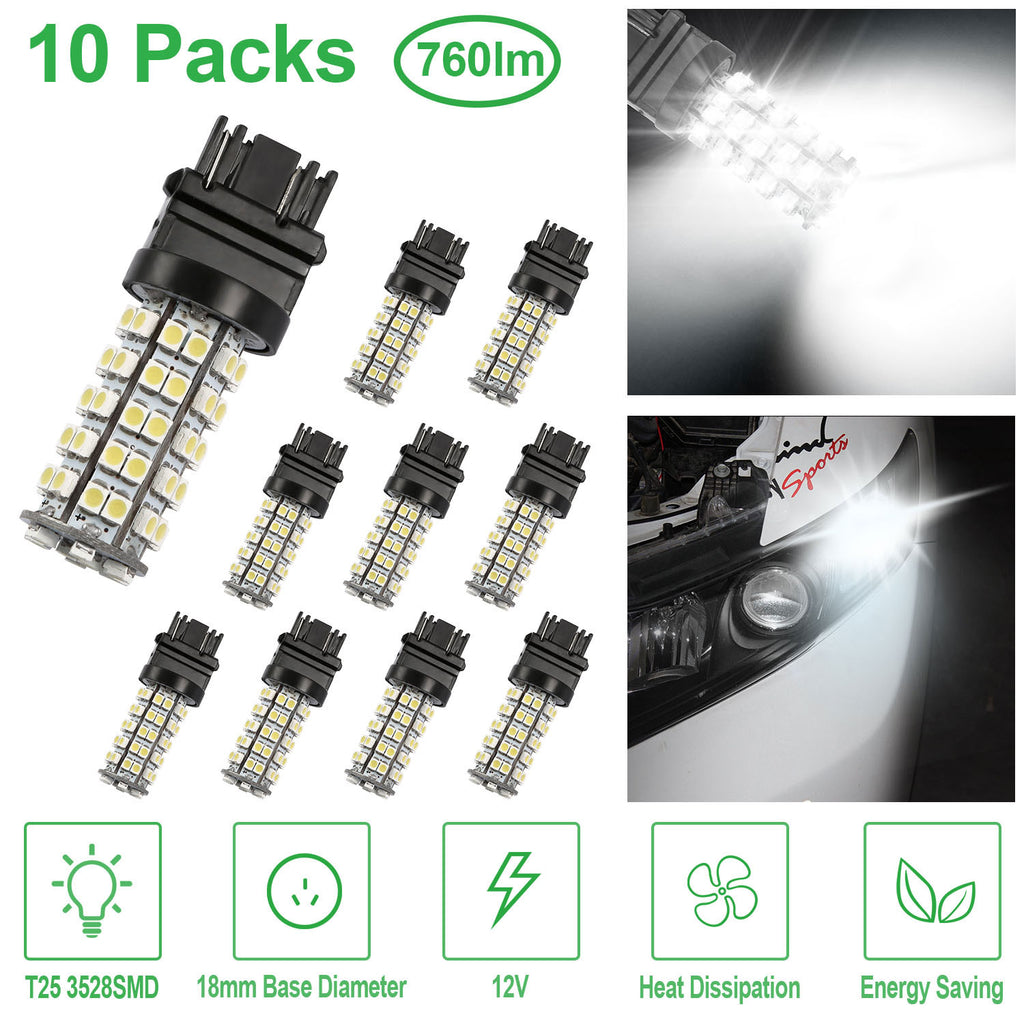 10Pcs par kit LED Ampoules de voiture 760lm T25 3528SMD 6000K Lampes auto Pure White Remplacemen