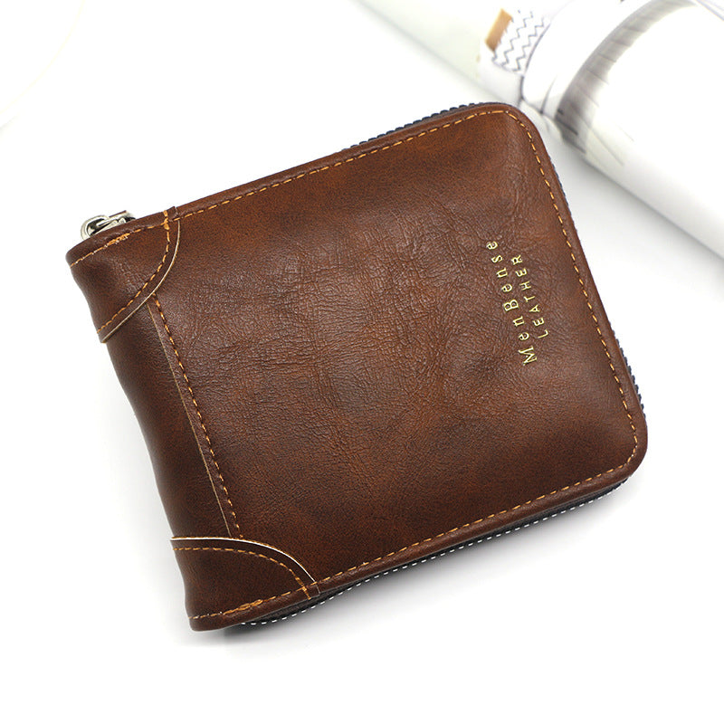 Portefeuille homme court Casual Zipper Pièce Purse
