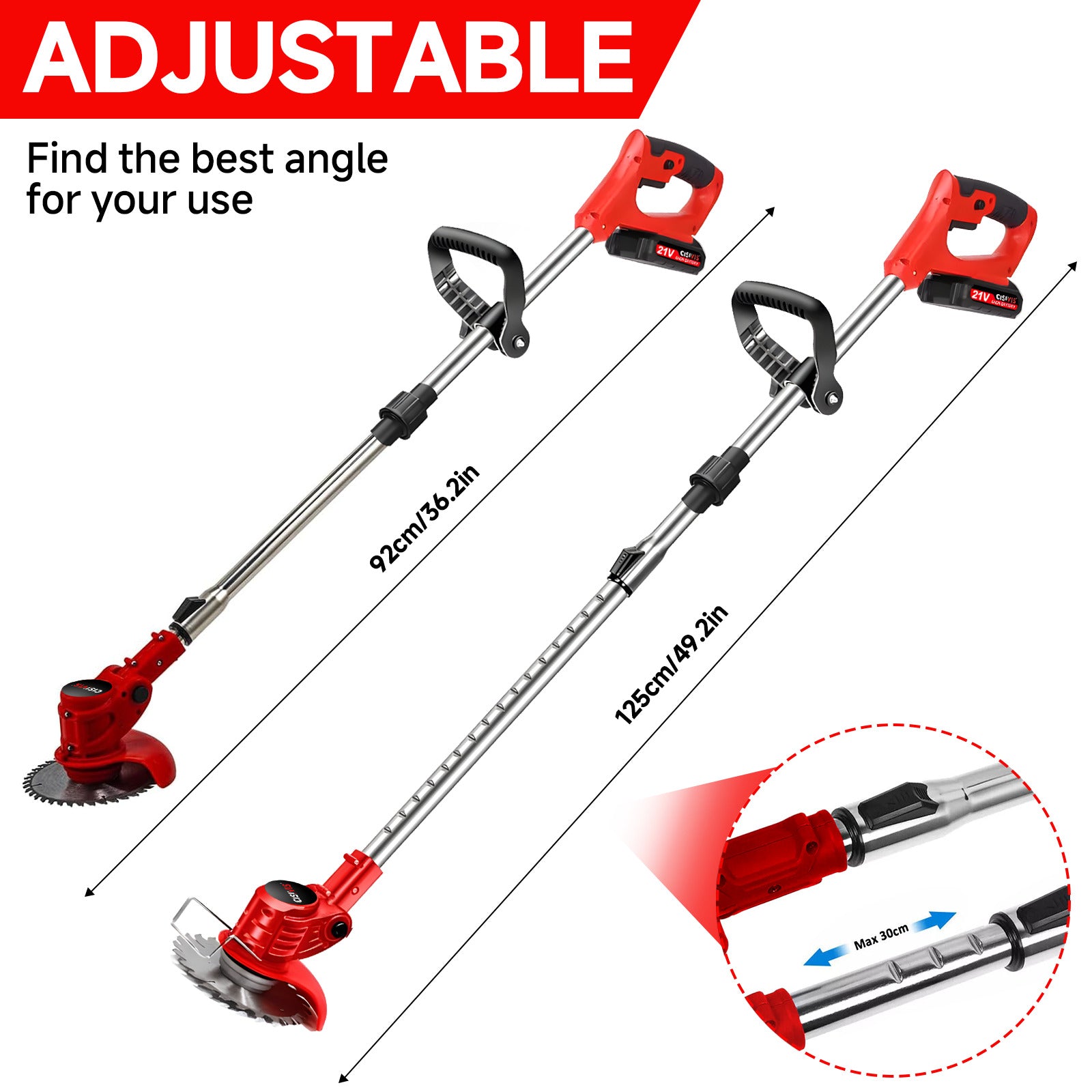 21V sans fil Strimmer Grass Trimmer Tree Cutter Garden Edder Electric 2batteries