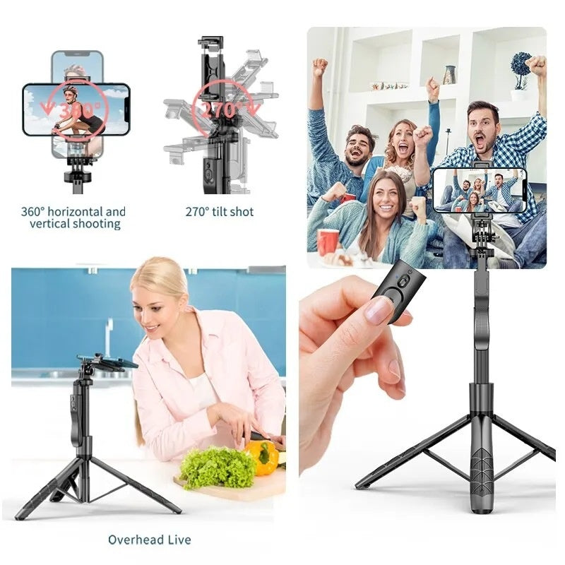 Selfie Stick Double Fill Light Bluetooth-compatible Stabilisateur à main Sol télescopique R